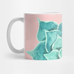 Watercolor Green Succulent On Pink Mug